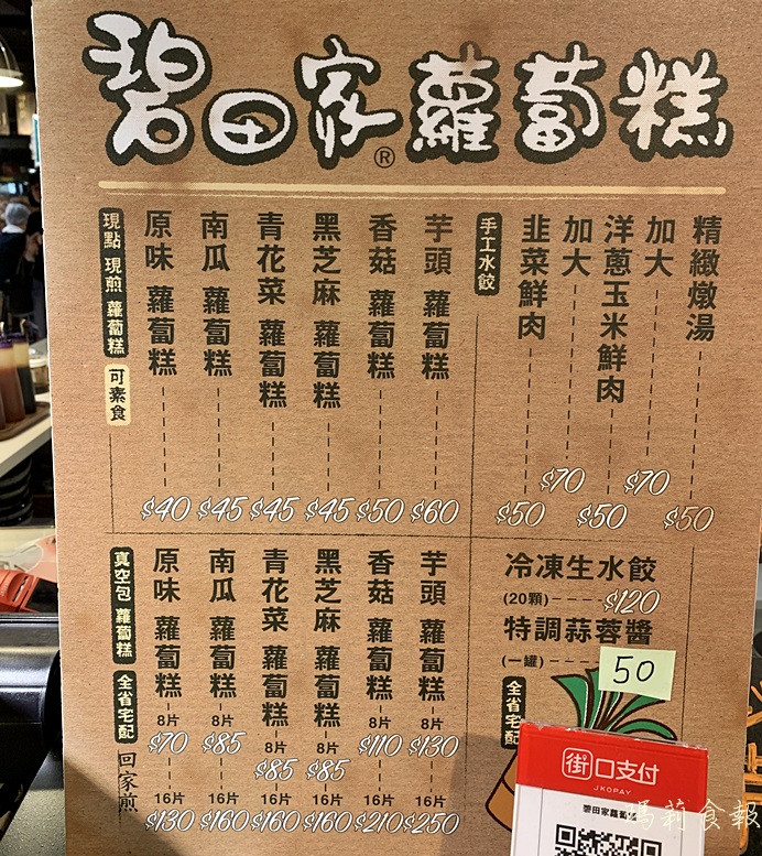 碧田家蘿蔔糕,第六市場美食,碧田家蘿蔔糕菜單,食尚玩家推薦,創意蘿蔔糕,台中西區美食,金典綠園道商場,台中小吃,台中小吃美食,台中蘿蔔糕